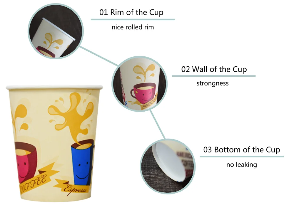 2 Oz 3 Oz Small Size Disposable Coffee Printed Paper Cup With Cheap