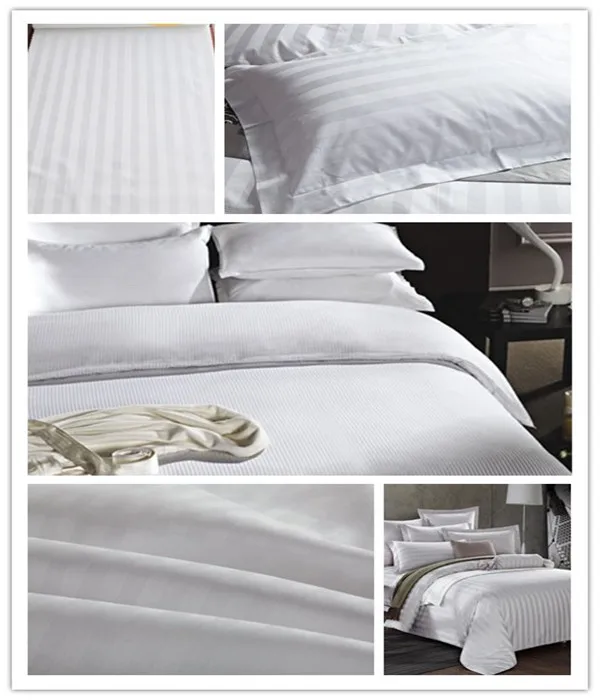 250tc 280cm Wide Poly Cotton Sateen Stripe Fabrics For Hotel Bedding