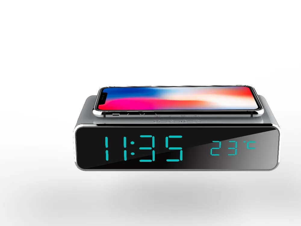 3 in 1 portable temperature display travel clock qi wireless charger - ANKUX.COM