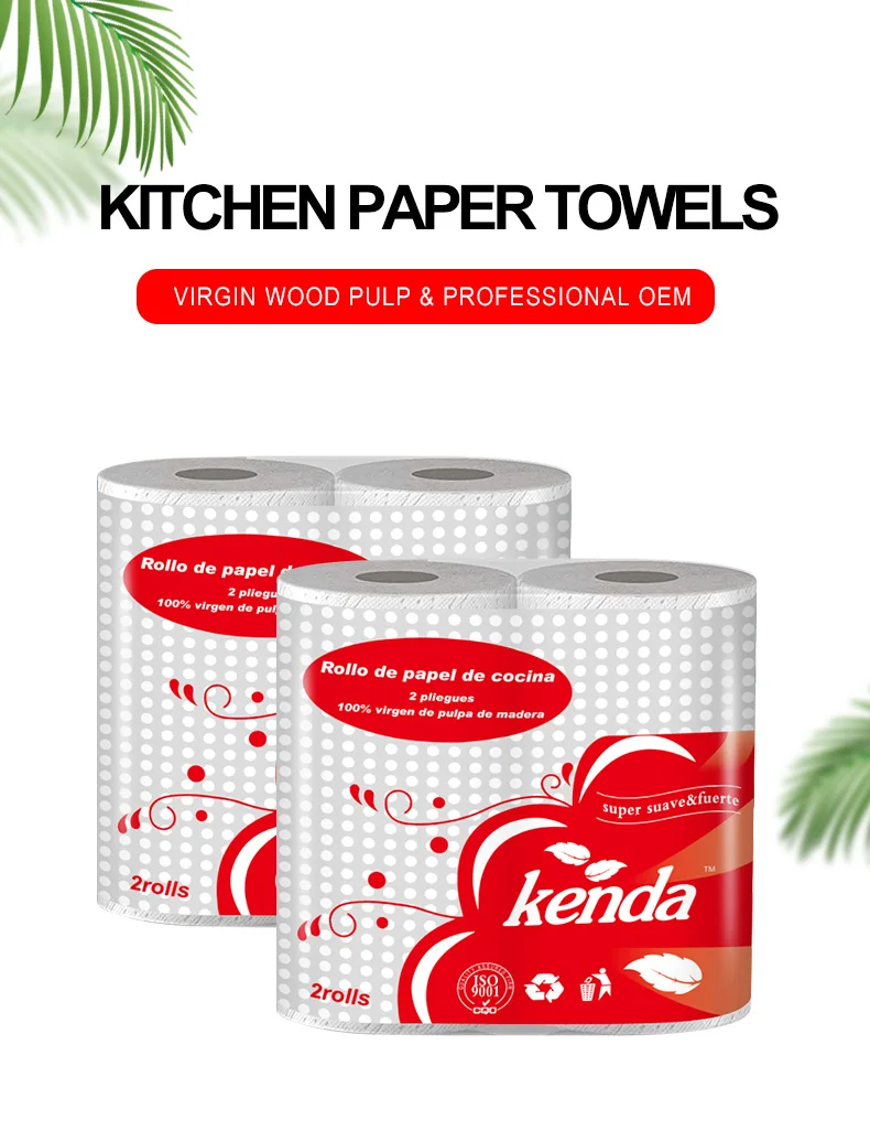 Factory Outlet Kitchen Paper Roll Towel 2ply Virgin Wood Pulp Kitchen