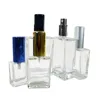 Free samples luxury Manufacturer empty 30ml 50ml 100ml square rectangle glass perfume mist spray bottle with silver aluminum cap