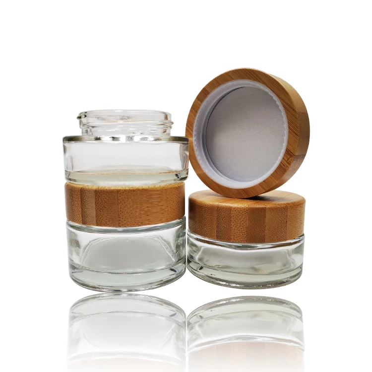 Custom High End Glass Candle Jar Bamboo Lid,Empty Clear 3oz 100g Glass