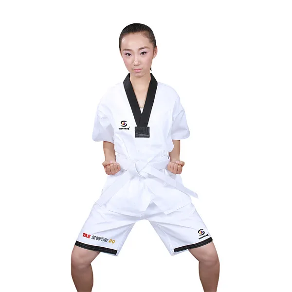 Black V-neck Short Sleeve Taekwondo Suits Taekwondo Summer Uniform ...
