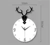 Deer Head Wall Clock Modern Home Personality Creative Living Room Simple Decoration Mute Wooden White Pink and black