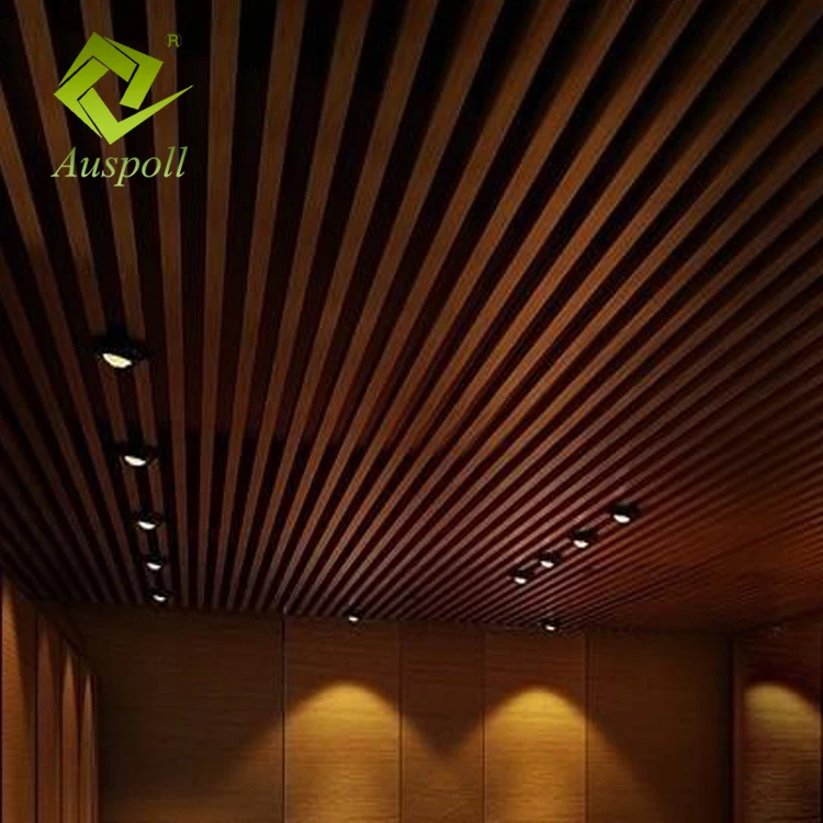 Building Material Wooden Grain Baffle Ceiling Panels Square