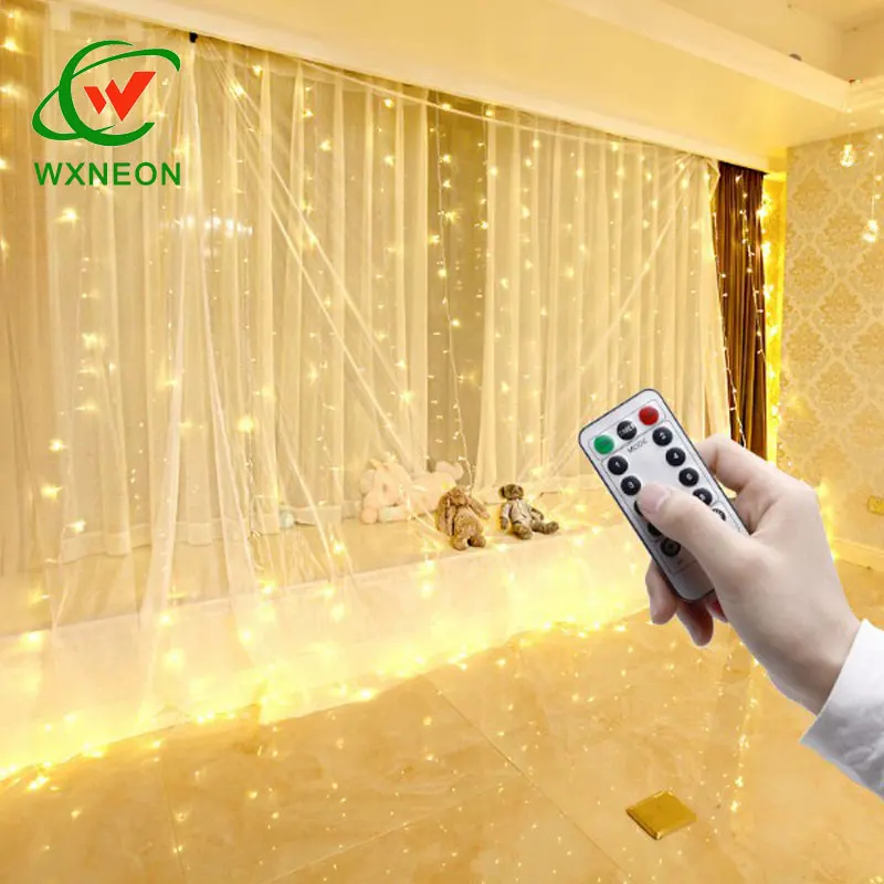 Christmas Bedroom LED Twinkle Curtain Lights for Window With RF Remote