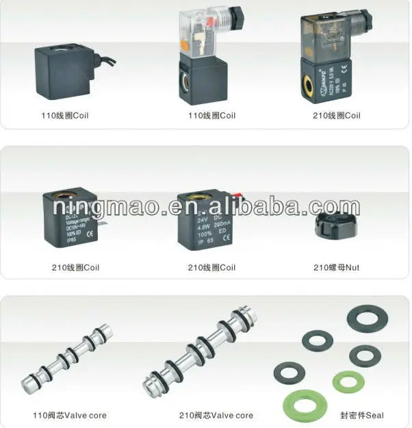 Solenoid Valve Coil Ac 220v Dc 24v Dc 12v Electric Pneumatic Solenoid