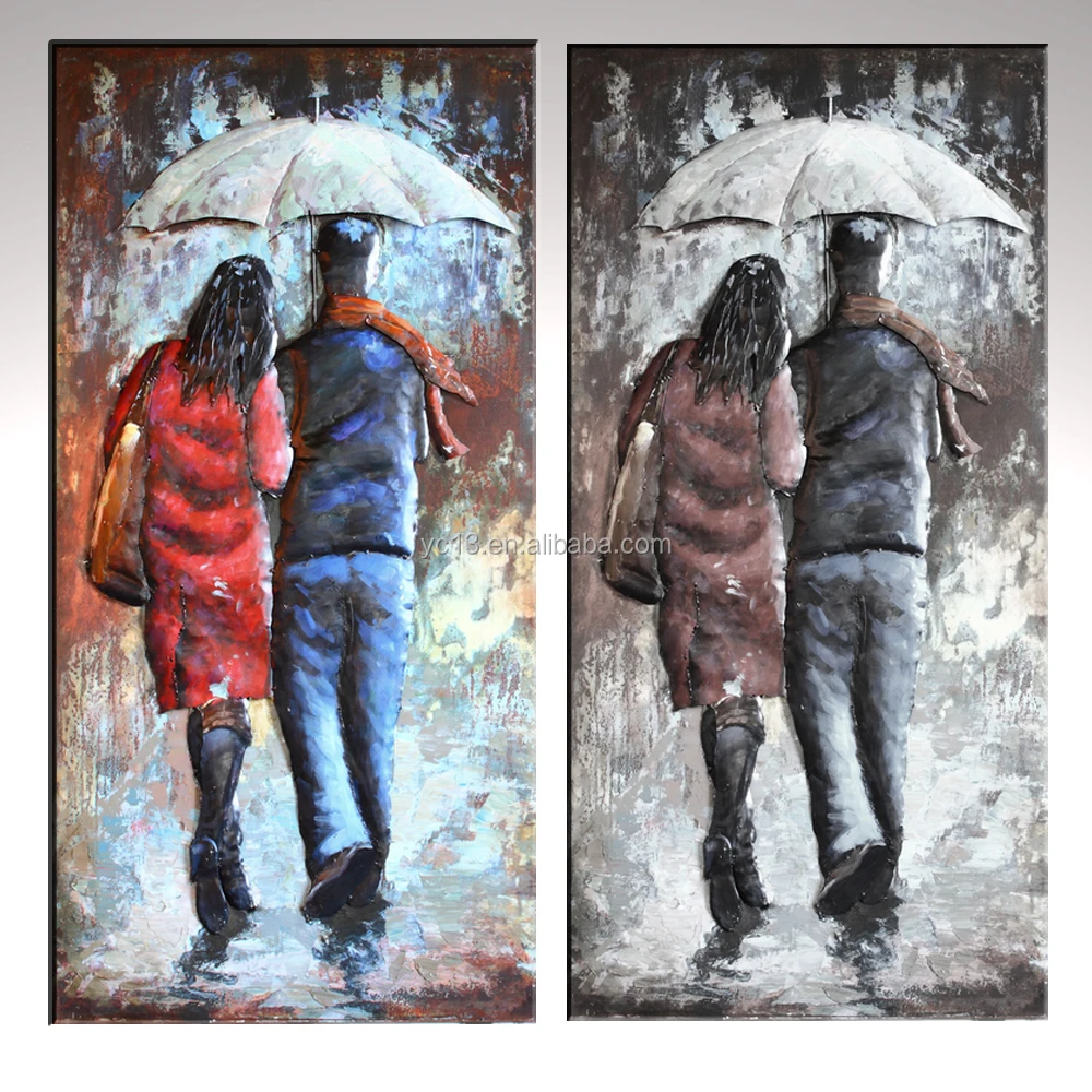 3d Cool Painting Lovers For A Walk In The Rain Wall Art For Living Room Decor Buy Wall Art Picture Oil Painting Metal Wall Art Decor Product On Alibaba Com