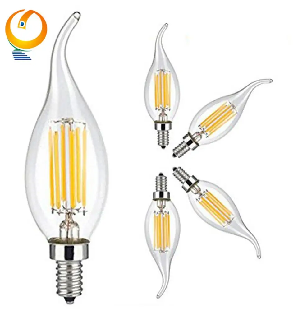 High Light Efficiency Soft Spiral Filament e14 Dimmable chandelier  Led Candle Bulb C35 110v 25w
