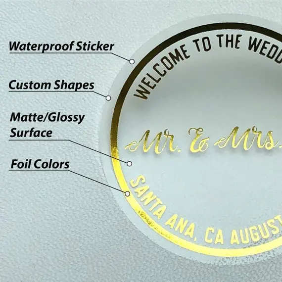 Custom Car Window Clear Sticker,Gold Foil Glossy Printable Transparent