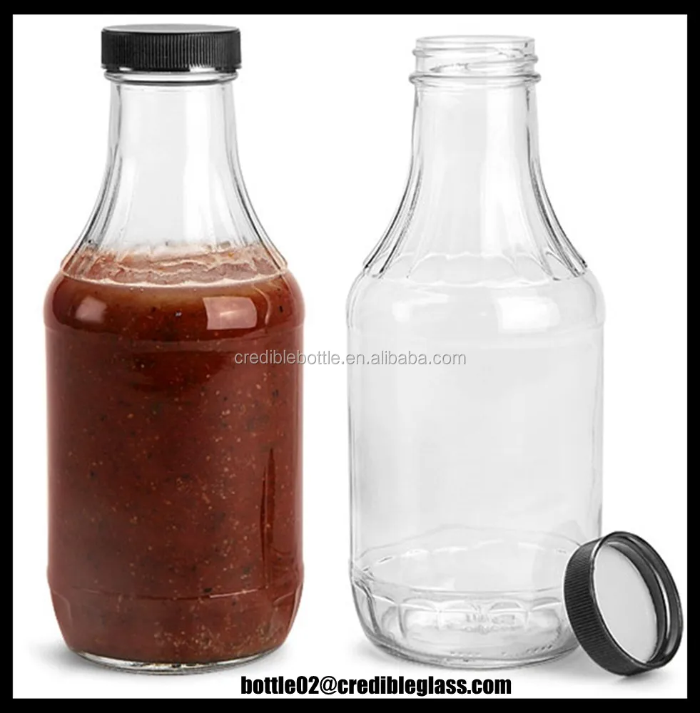 Download Clear Glass Barbecue Sauce Bottles With Black Ribbed Lined Caps,Hot Sauce Bottles With Caps ...