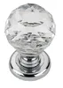55MM CLEAR CRYSTAL GLASS MORTICE DOOR KNOB, CRYSTAL DOOR KNOB POLISHED CHROME