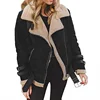 Women Faux Fur Coat Coppen Winter Fleece Outwear Warm Christmas Biker Motor Aviator Jacket