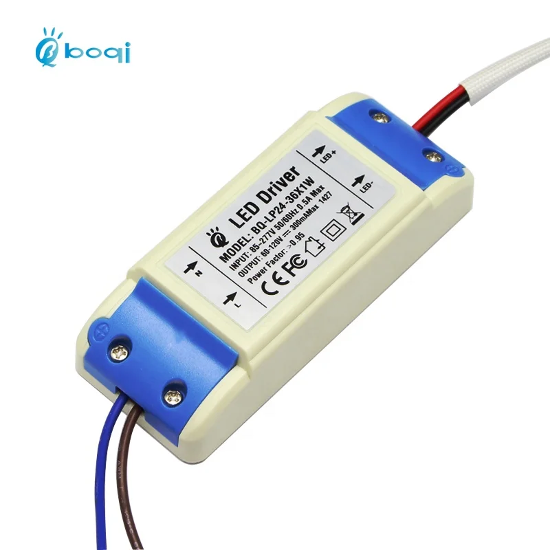 boqi 24-36w constant current led driver 300ma 24w 25w 28w 30w 36w led drivers for led downlight,ceiling light and track light