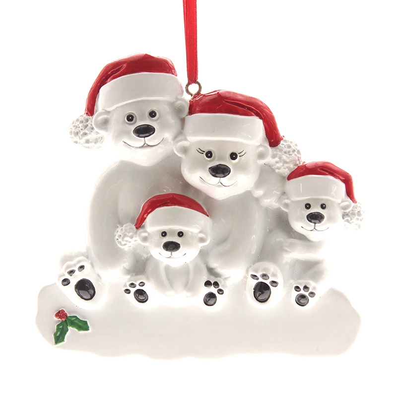 Personalize Ornaments,Polarbear Family Of 4 Resin Personalized