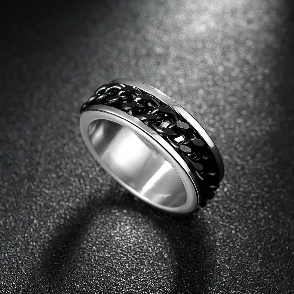 Tryme Men S Ring The Punk Rock Accessories 316l Stainless Steel Tryme Men S Ring The Punk Rock Accessories 316l Stainless Steel Black Chain Spinner Wedding Bands Rings