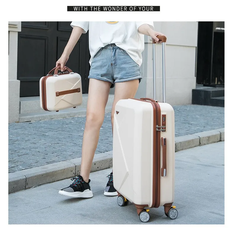 Trolley Case-24/26 Inch Aluminum Frame Universal Wheel Trolley Case Student Large Capacity Luggage Solid Color Password Suitcase Business Travel Check Box 5 Color Optional
