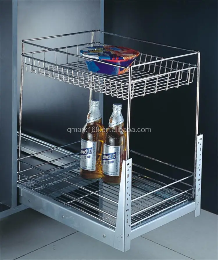 Metal Kitchen Wire Pull Out Drawers Multifunctional Basket For