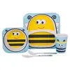 Baby bamboo tableware set - cell plate baby tableware children cartoon rice bowl baby bowl spoon fork suit