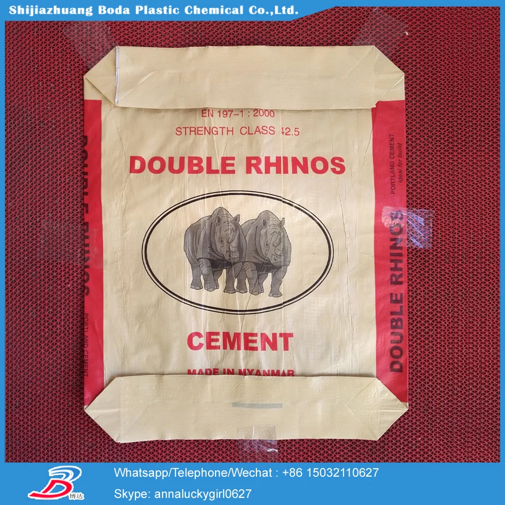 flexo printing block bottom valve polypropylene recyclable  PP woven ad star cement bag with paper  