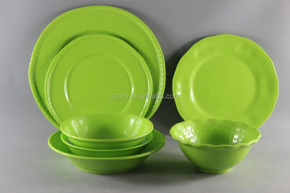 Solid Melamine Dinner Set,Green Plastic Tableware Set