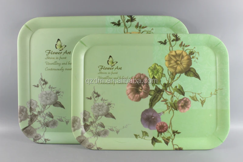 Korean-style Melamine Rectangle Tray Set Morning glory