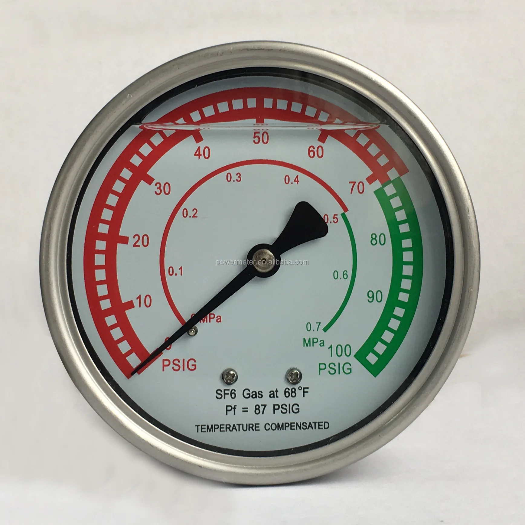 1 至 0.7mpa 100psi sf6 气体压力表(68 f)