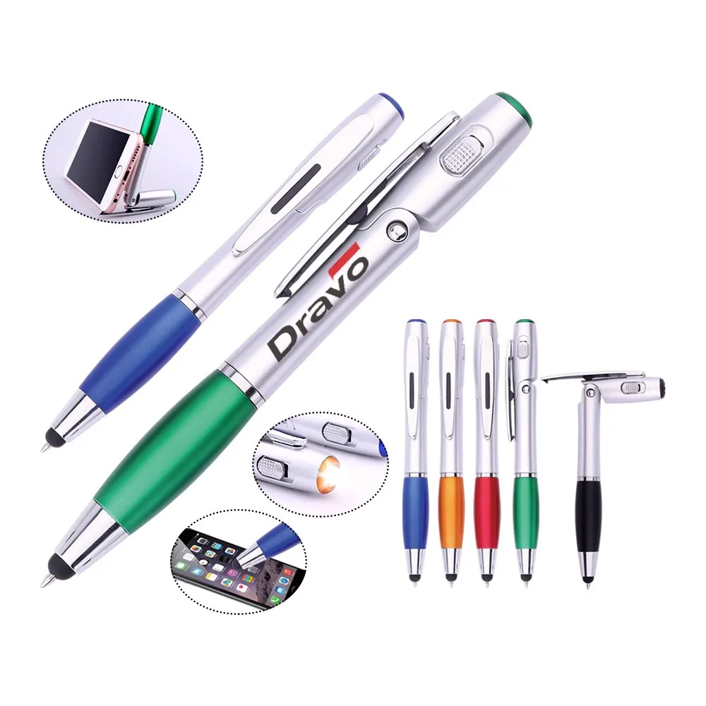 4 In 1 Multifunctional Phone Holder Stylus Led Light Pen For Promotion