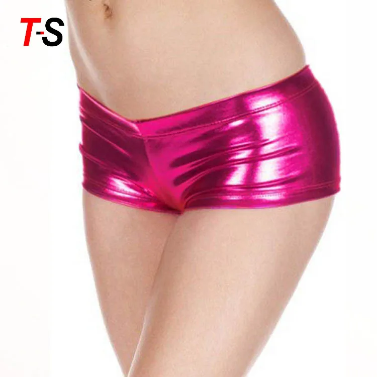 Shiny Nightclub Metallic Sparkly Rave Booty Dance Shorts Womens Shining Stretchy Low Waist Sexy