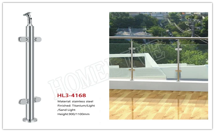China Great Manufacturer Stairs/Balcony/Platforms Stainless Steel Glass Railing