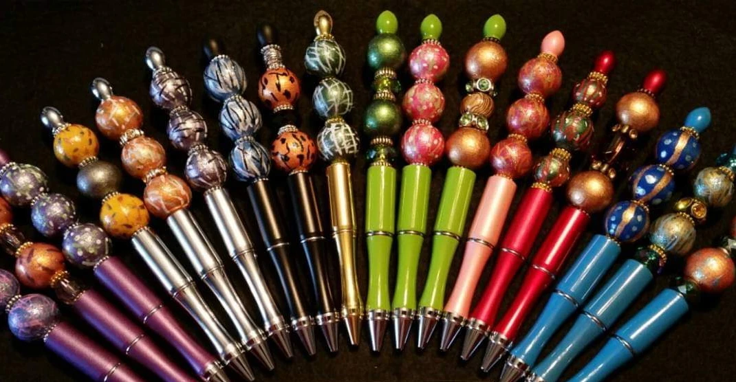小工具礼品手工diy添加珠宝珠装饰手写笔水滴头金属串珠笔触摸可串珠