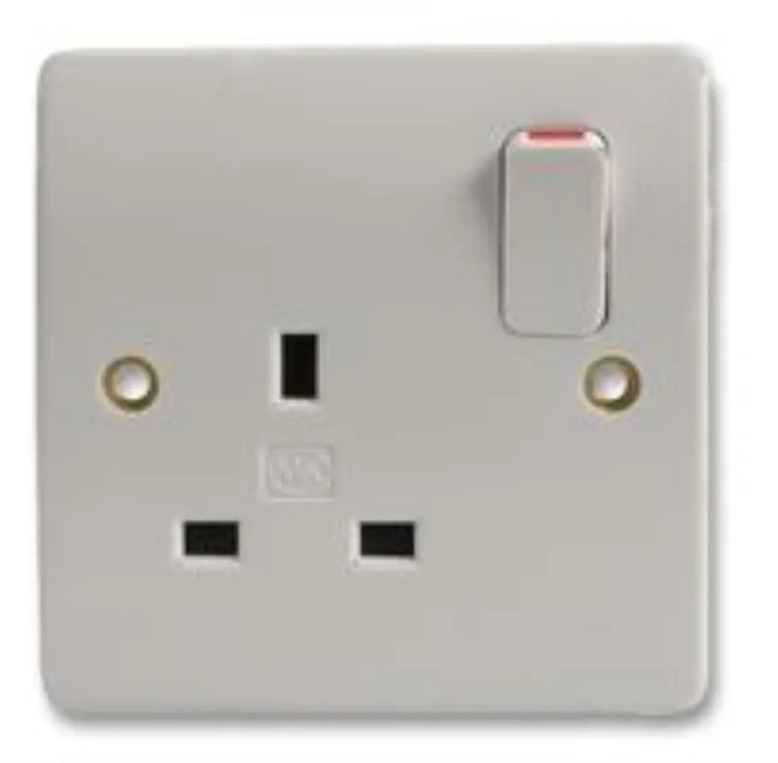 SWITCH SOCKET OUTLET, 1GANG, 13A, WHT 
