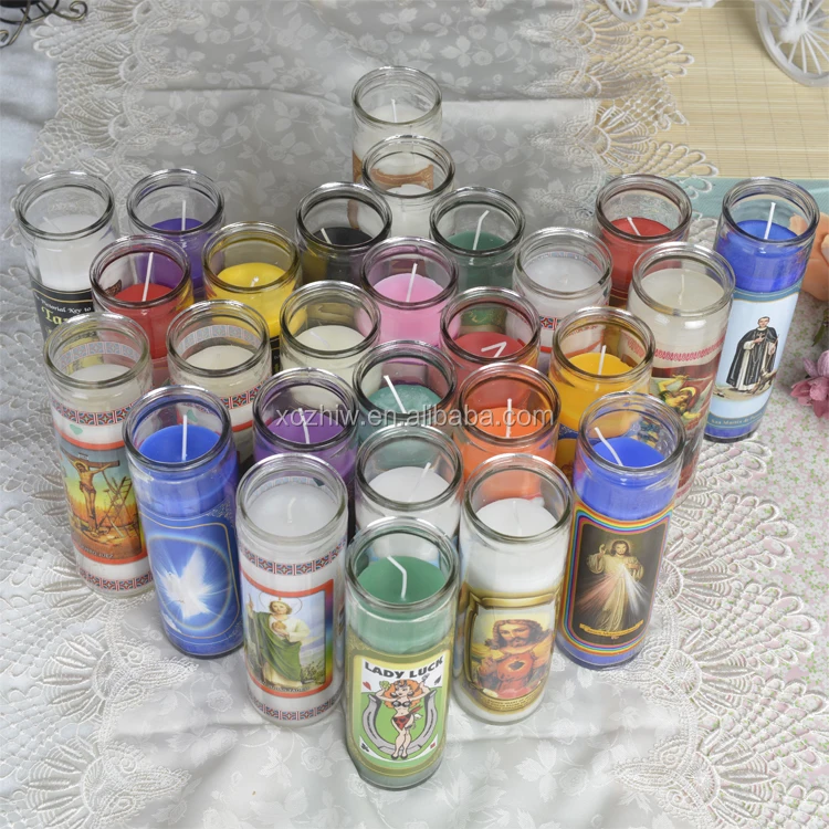 Wholesale Hispanic Mexican Amber 8oz Glass Jar Black Religious Candle