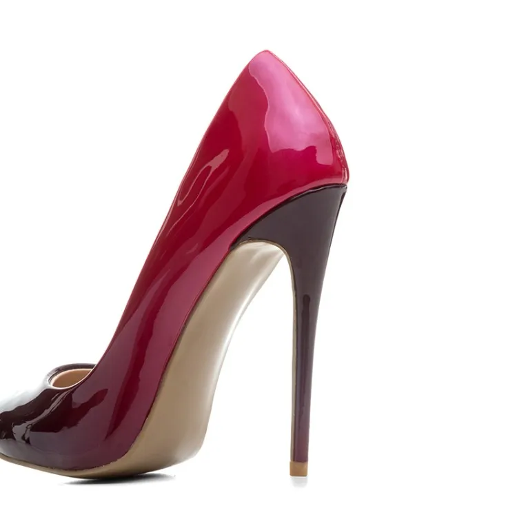 AL-873 New model shoes pictures gradient color patent leather women ladies office footwear pump shoes