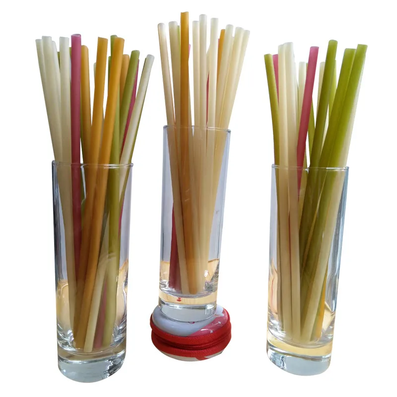 Natural Biodegradable Edible Rice Drinking Straws Mix Color Sugarcane