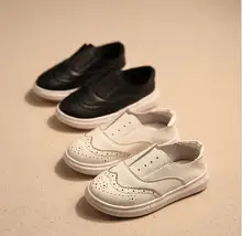 New kids spring autumn leather shoes girls boys British style simple loafers children s casual single