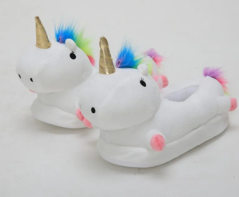 white unicorn slippers