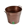 Country style galvanized hammered planters flowers decorative round garden metal copper plant pot