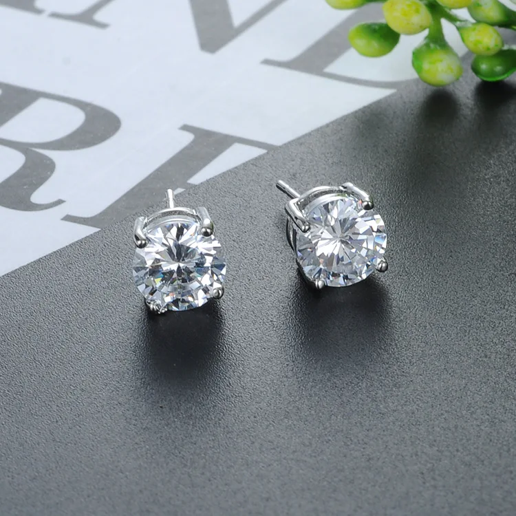 Best Selling Simple Silver stud cz diamond earrings jewelry for women girls