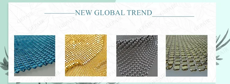 Soft Multi Color Metallic Sequin Fabric Metal Mesh Aluminum Chainmail Fabric For Garment Party Decoration
