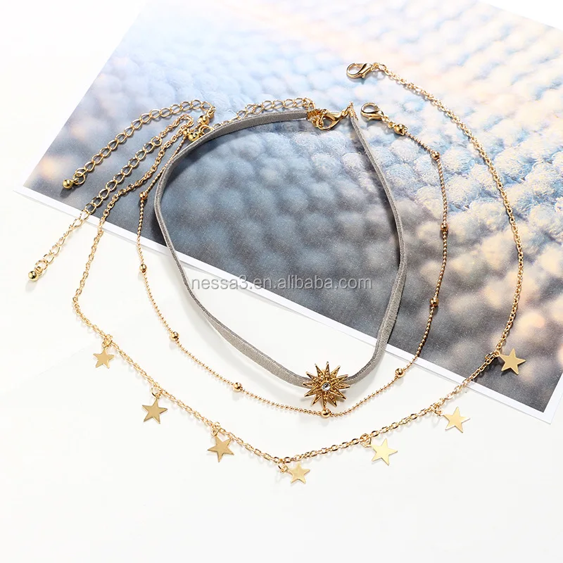 Fashion Gold Star Necklace Wholesale NSYG-0213