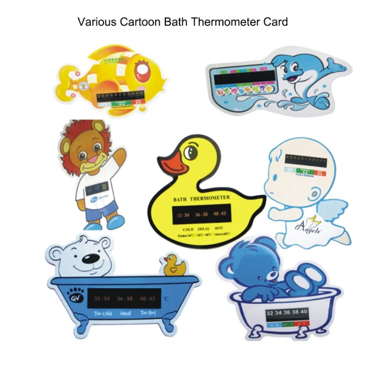 Lcd Cartoon Digital Baby Bath Thermometer Card With Self Adhesive