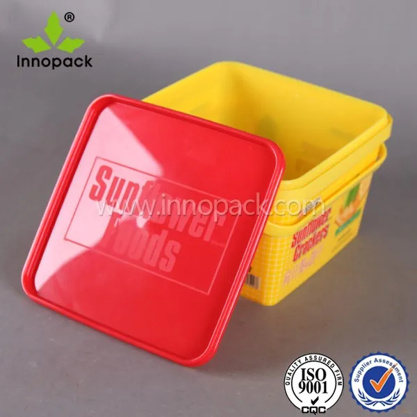 8 Litre Food Grade Square Plastic Pail Bucket With Lid With Handle For