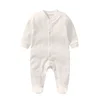 PHB31176 protect feet design plain fashion long sleeve newborn boys rompers 1 year