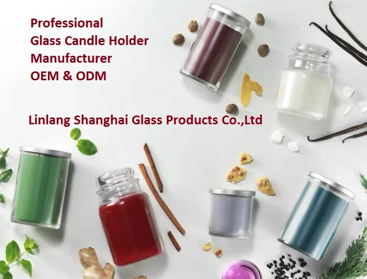 China Linlang Shanghai Wholesale Round Base Colored Glass Candle Jars Pink  Glass Candle Jars Manufacturer and Supplier