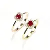 klq008 Yiwu Huilin Retro 18-karat rose gold plated myanmar heart-shaped dove red ruby open ring is deep red gold zircon ring