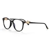 2019 Fashion Cat Eye Glasses Frame 18K Solid Gold Black Buffalo Horn Round Full Rim Optical Frame Setting with Natural Pearls
