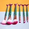 6Pcs Mermaid fish Tail Shape Blending Brush Foundation Cosmetic Brush Makeup Beauty Contour Brushes