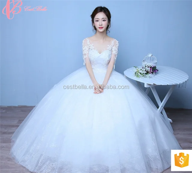 China Short Wedding Dresses With Long Sleeves Products 2018 Luxury Y Cinderella Long Sleeve Llique Puffy Wedding Dress Ball Gown