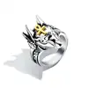 Europe and America explosion models domineering creative Anubis Egypt cross ring titanium steel men's punk ring wholesale